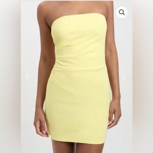 Kookai Strapless Dress in Soft Yellow